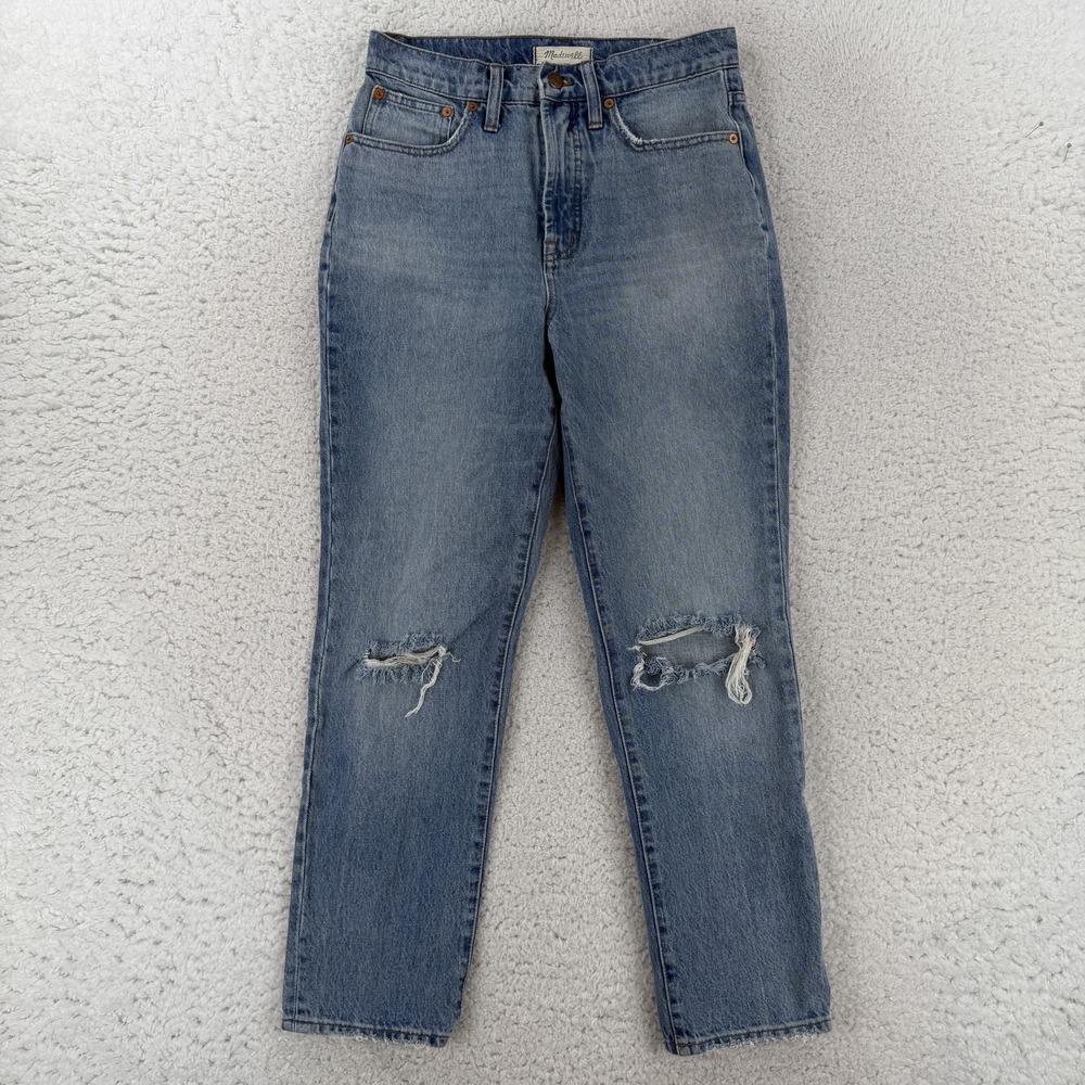 Madewell Perfect Vintage Jeans Womens 27 Blue Light Wash High Rise Distressed